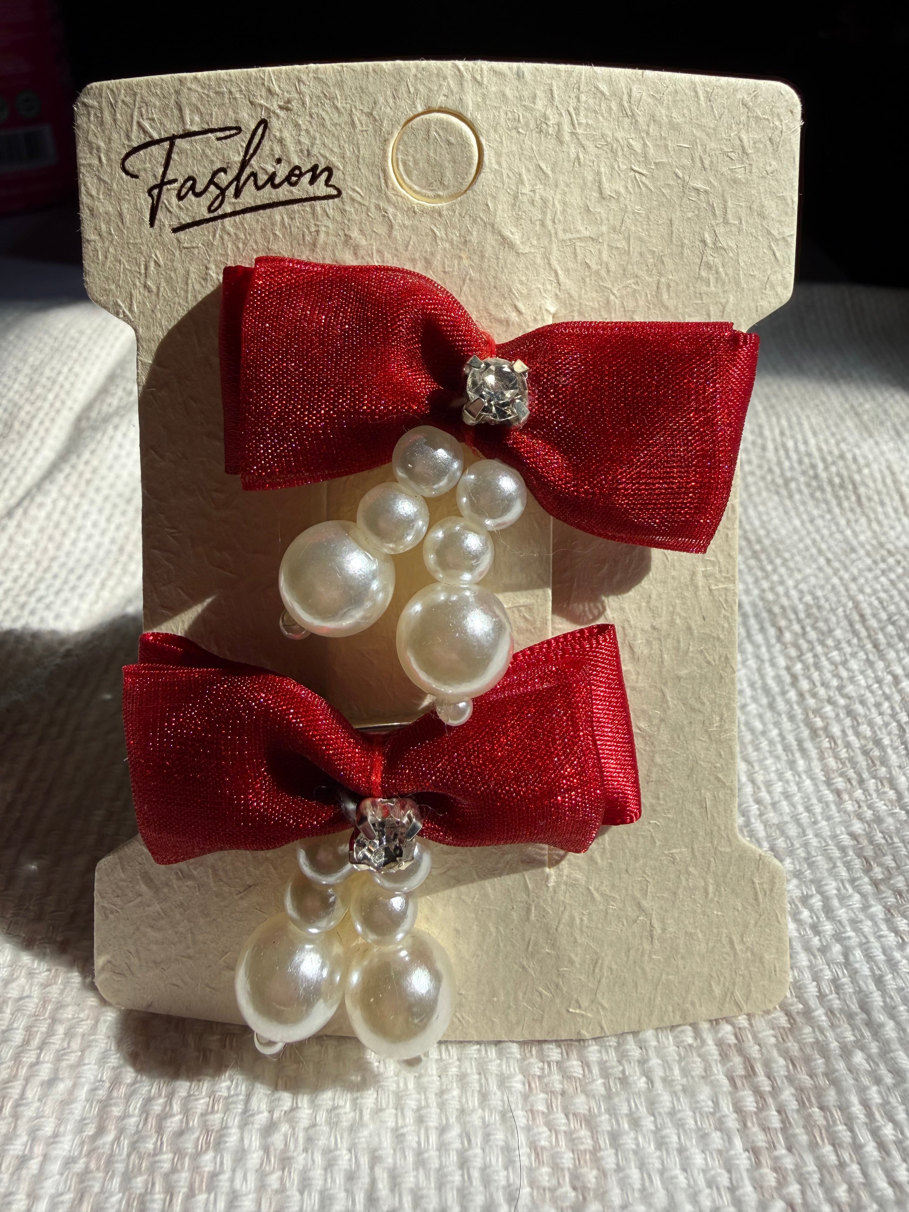 Pearl & Rhinestone Hair Clips