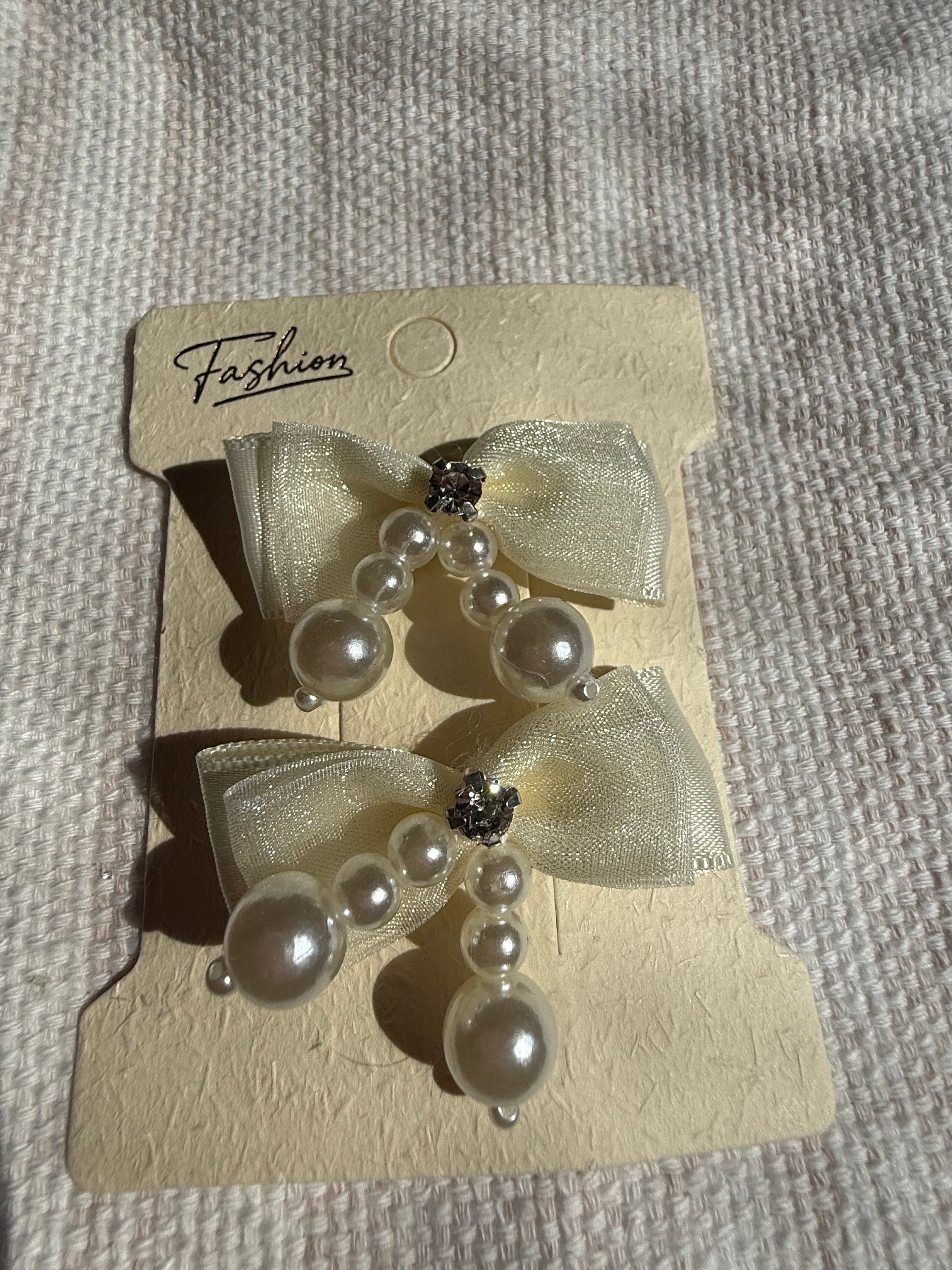 Pearl & Rhinestone Hair Clips