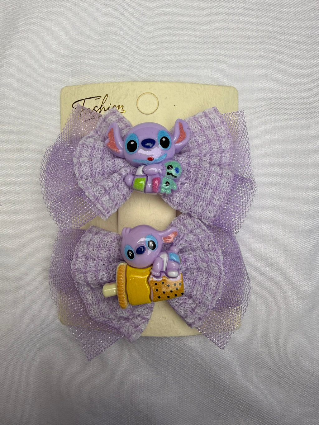 Purple Stitch Hair Clips