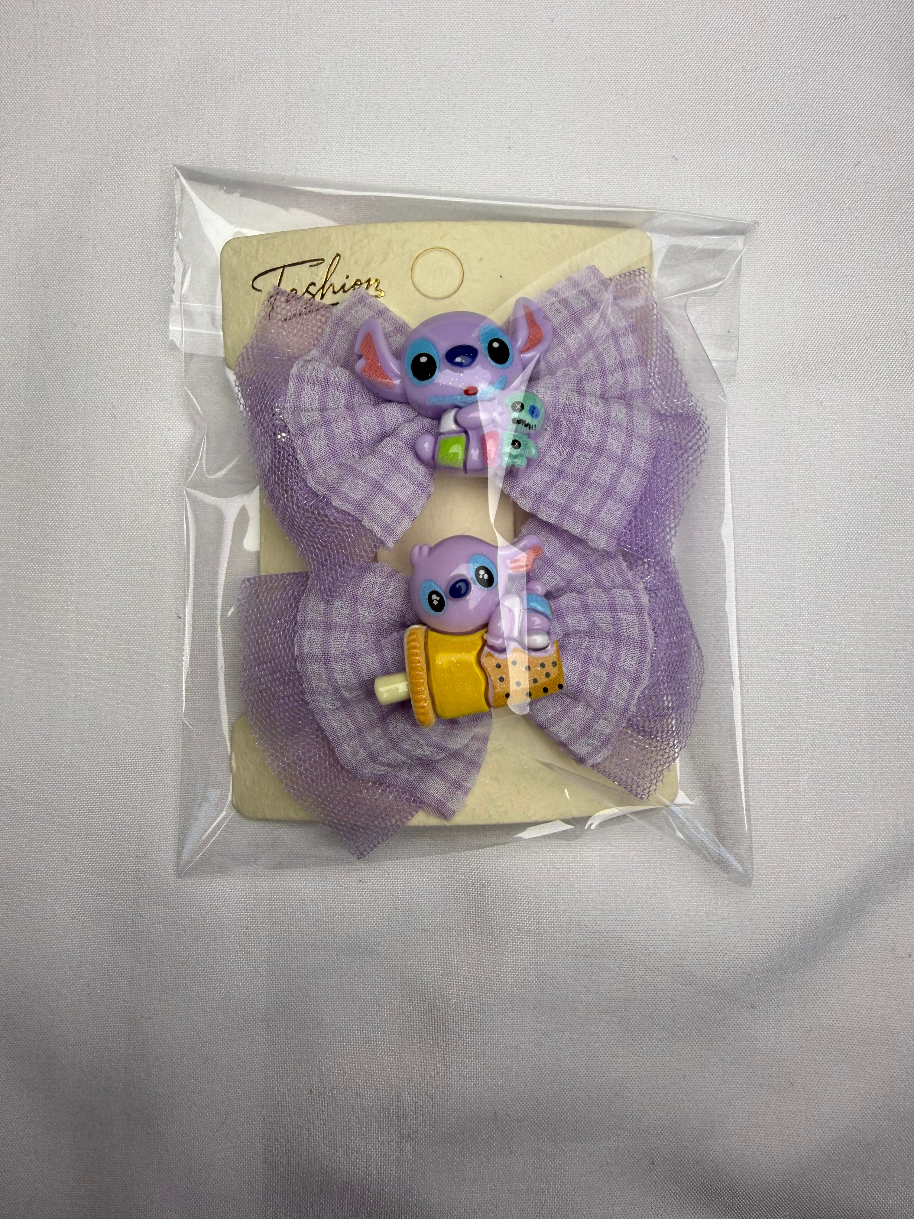 Purple Stitch Hair Clips